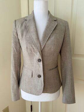 Banana Republic Petite Blazer Size 0 Neutral Beige Tailored Work Office Jacket